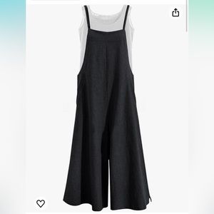 YESNO black cotton romper overalls. Size Large.